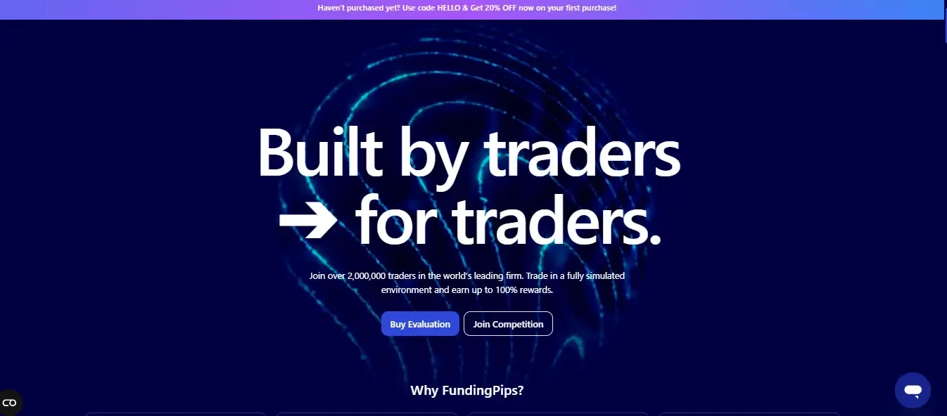 Funding Pips home page screenshot