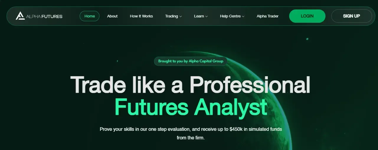 Alpha Futures homepage